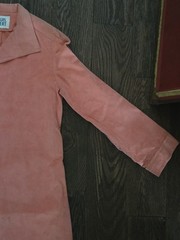 Vintage Samuel Robert Faux Suede Maxi Shirt Dress Salmon Pink Button Front Wms S