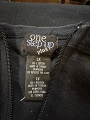 Vintage One Step Up Plus Ladies Black Full Front Zip Typo XL