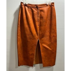 Moschino Cheap and Chic Vintage Knee-Length Orange Leather Pencil Skirt Sz 8