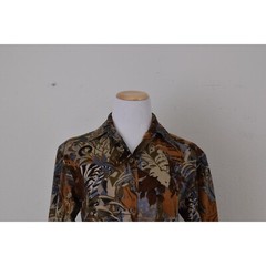 Vintage 70s Jaeger Animal Print Cotton/Baumwolle Long Sleeve Blouse