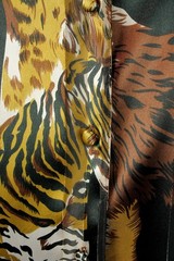 Big Cat Blouse Sz 10 M Vintage Satin Semi Sheer Dress Shirt Lion Tiger Jaguar