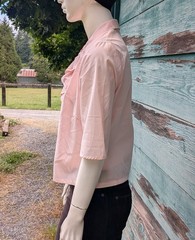 Vintage Blouse Pink Ruffle Day To Dinner Na-ma Blouse – 1950s
