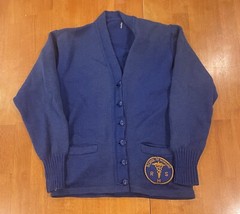 True Vintage RHS School Of Nursing Workwear Cardigan Sweater Small 60s 70s