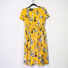 Moschino rare VTG 90’s fairy grunge whimsy surrealism art chess yellow dress 6