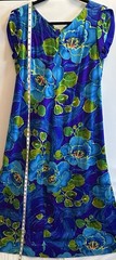 Vintage Sears Hawaiian Fashions Tropical Floral Barkcloth Long Maxi Dress Sz 10