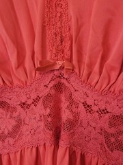 Miss Elaine Nylon Nightgown Red Lace Sz M Lingerie Chemise USA