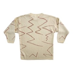Vintage 80s Zig Zag Print Sweater Woman’s Large (20 Inches) Mustard Brown Retro