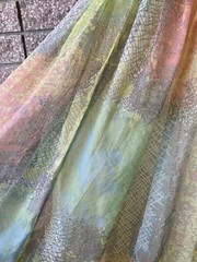 Vintage 1950s Colorful Party Dress Petticoat Fall Spring Watercolor Yellow small