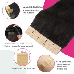 Lashey Human Hair Tape-in Extensions 18″ 20pcs 50g Natural Black 100% Real