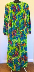 Vintage Pomare Tahiti NWT Hawaiian Tropical Rainbow Floral Maxi Dress Size 8