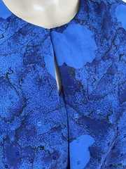 Vintage Stuart Alan 14 Royal Blue Abstract Bubble Waist Secretary Blouson Dress