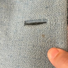 1960s Lilli Ann Wool Boucle Jacket Pencil Skirt Fox Fur Trim Collar Blue Wool