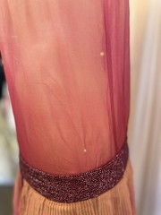 Vintage Antique 20s Flapper Dress Silk Chiffon Pink Ombre Beaded As Is XS