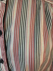 Vtg 70s Nancy Greer Striped Shirt Dress Tan Black Red Green 28 in Waist Small