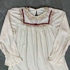 Vintage Deena Nightgown House Dress Lace Detail Sheer Long Sleeve Medium 60s 70s