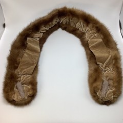 Vintage Mink Fur Scarf Collar with Velvet Lining and Coat Clips Brown No Tag 34”