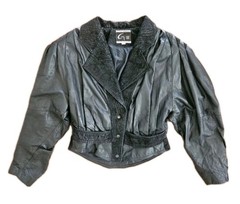 Vintage 1980’s Global Identity G-III Cropped Black Leather Goth Jacket Size S