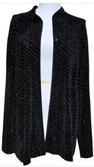 1990s ALEX EVENINGS Black Sparkling Zip Front Cocktail Jacket Size 3X
