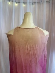 Vintage Antique 20s Flapper Dress Silk Chiffon Pink Ombre Beaded As Is XS