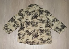 Vtg 80s Brown Floral Cropped Half Sleeve Button Up Blouse Top kitsch M