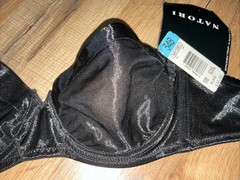 VTG Natori Shiny Black Unlined 31436 UW Strapless Bra Sz 34B Store Tag Attached