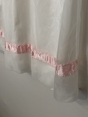 Vintage Mid Century Durelle White Chiffon Babydoll Nightie With Pink Ribbon M