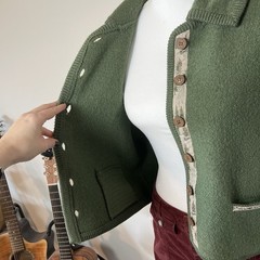 Vintage Woolrich 80s/90s Olive Green 100% Wool Button-Up Vest 🐑🍃