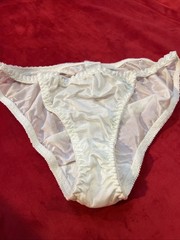 Vtg Escante String Bikini Panties Medium Nylon Sissy White Mexico 1990’s Large