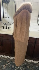 STUNNING Vintage Marissa of California Fox Fur Beige Tan Skirt Suit Set Sz 8-10