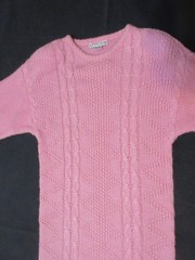 Vintage Latitudes PINK Cable knit 100% Acrylic Sweater Dress, Size Small, VGC!
