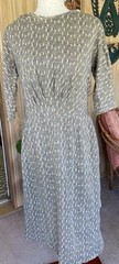 Vtg 60s Henry Lee Gold Gray Boucle Wiggle Dress Midi 3/4 Sleeves Large No Belt