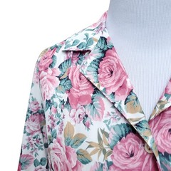 Vintage Shirt Dress Floral Cottage Grandma Romantic Pink Green Belted Fits XS/S