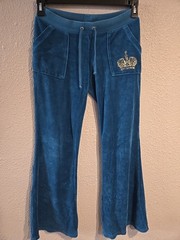 Juicy Couture Women’s Velour Track Pants Low Rise, Straight Leg, Size Petite