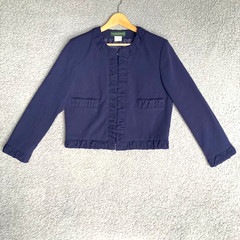 Harve Benard Cropped Blazer Jacket Lined Navy Career Womens 12 L Bust 40 Vtg