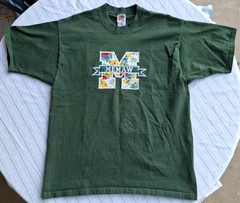 VTG Fruit of the loom super cotton embroidered Floral MEMAW GREEN Large t-shirt