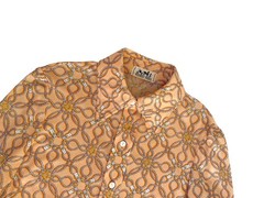 VINTAGE 1970s HERMÈS PARIS PEACH ORANGE ROPE PRINTED BLOUSE 38 FR