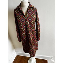 Vintage Disco Mod Dress Womens Size 12 Textured Geometric Hippie Groovy 60s 70s