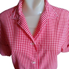 True Vintage Farm Chore Top Medium Red White Gingham 1960’s Joyce Lane USA