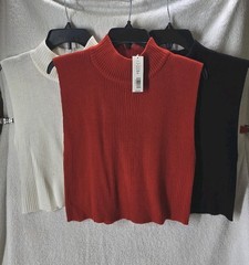 Set Of 3 Mockneck Turtlenecks Dickies Zipper Preston & York Red, white & black