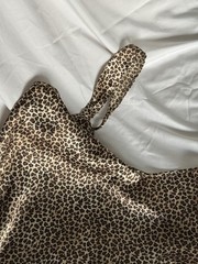 Vintage Y2K Leopard Cheetah Print Satin A-Line Dress 80’s 90’s Size S or M
