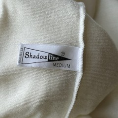Vintage Shadow Line Nightgown Satin Trim Ivory Long Sleeve Embroidered Size Med