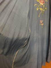 Vintage NOS Golden Bee Blue Kimono Style Robe Embroidered Butterfly Floral Large