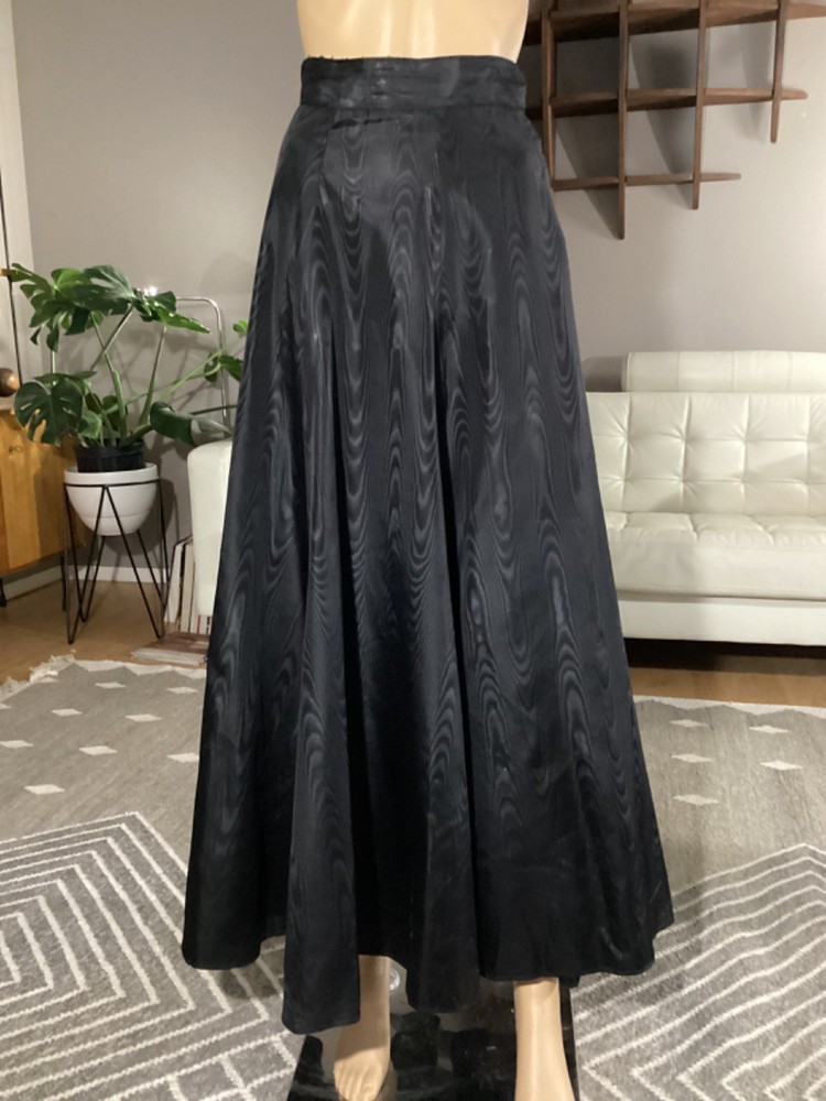 Antique 1920’s 30’s Black Swirled SILK Satin SATIN Edwardian Art Deco S/ XS