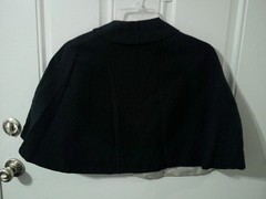 antique cape capelet black Linen short front 18 in. long original 1910-20 (D-40)