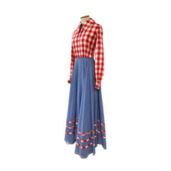 Vintage 1970s Roger Milot for Fred Perlberg Picnic Gingham Chambray Maxi Dress