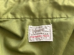 Vintage 70s H Bar C Ranchwear Olive Avocado Green Pearl Snap Western Down Shirt