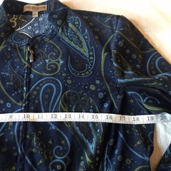 Vtg Notations Womens PM Velvety Soft Lightweight Blue Paisley Zip Up Jacket