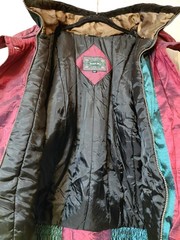 Vtg 90s Iridescent Patchwork Velvet Tapestry Full Zip Puffer Jacket Women’s XS