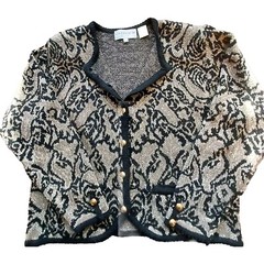 HIGHGATE ltd. Vintage 80’s Black and Gold Boxy Cardigan Petite Medium Button-Up