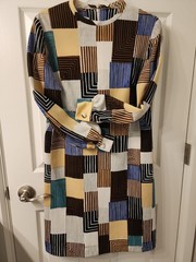 VTG 1960s Mod L’Aiglon Dress Geometric Long-Sleeved French Darts Exlnt Condtn